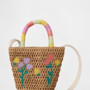 GAP Woven Tote with Floral Embroidery